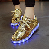 Led shoes men Casual  Light Up Shoes lover Luminous Gold Silver